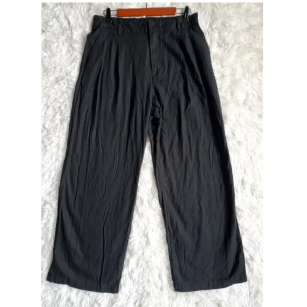 GAP High Rise Wide Leg Pleated Linen Trouser Pants Size 16 Black #875360 NWT $80 - Picture 9 of 11